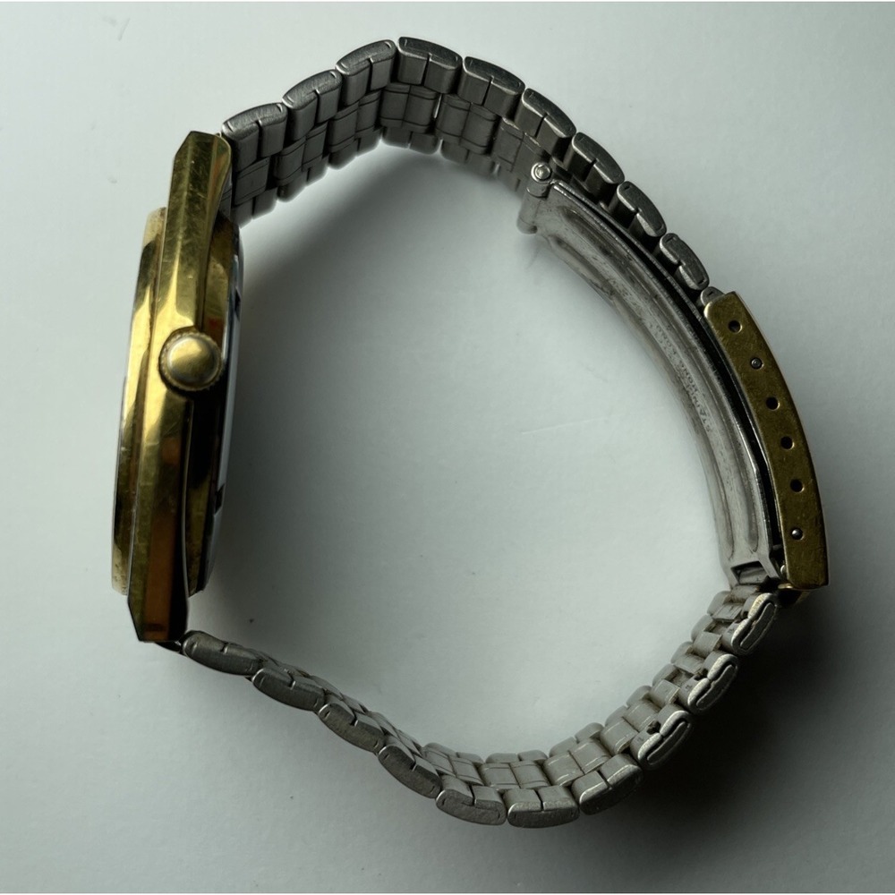 Cracked Crystal Vintage Pulsar Men Y143-X003 Gold Tone Quartz Analog Watch - Picture 5 of 7